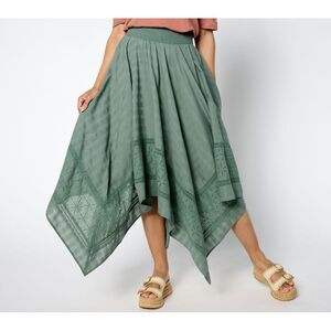 Destination 365 Women's Plus Sz Skirt 3X Handkerchief Hem Midi Green A655241